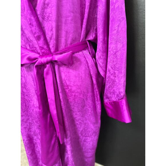 Victoria’s Secret Gold Label Purple Satin Jacquard Long Robe - Women’s Size M/L - Picture 7 of 10